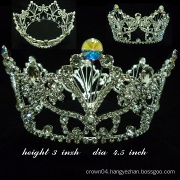 wedding hair accessories crystal full round jewelry tiara for pageant